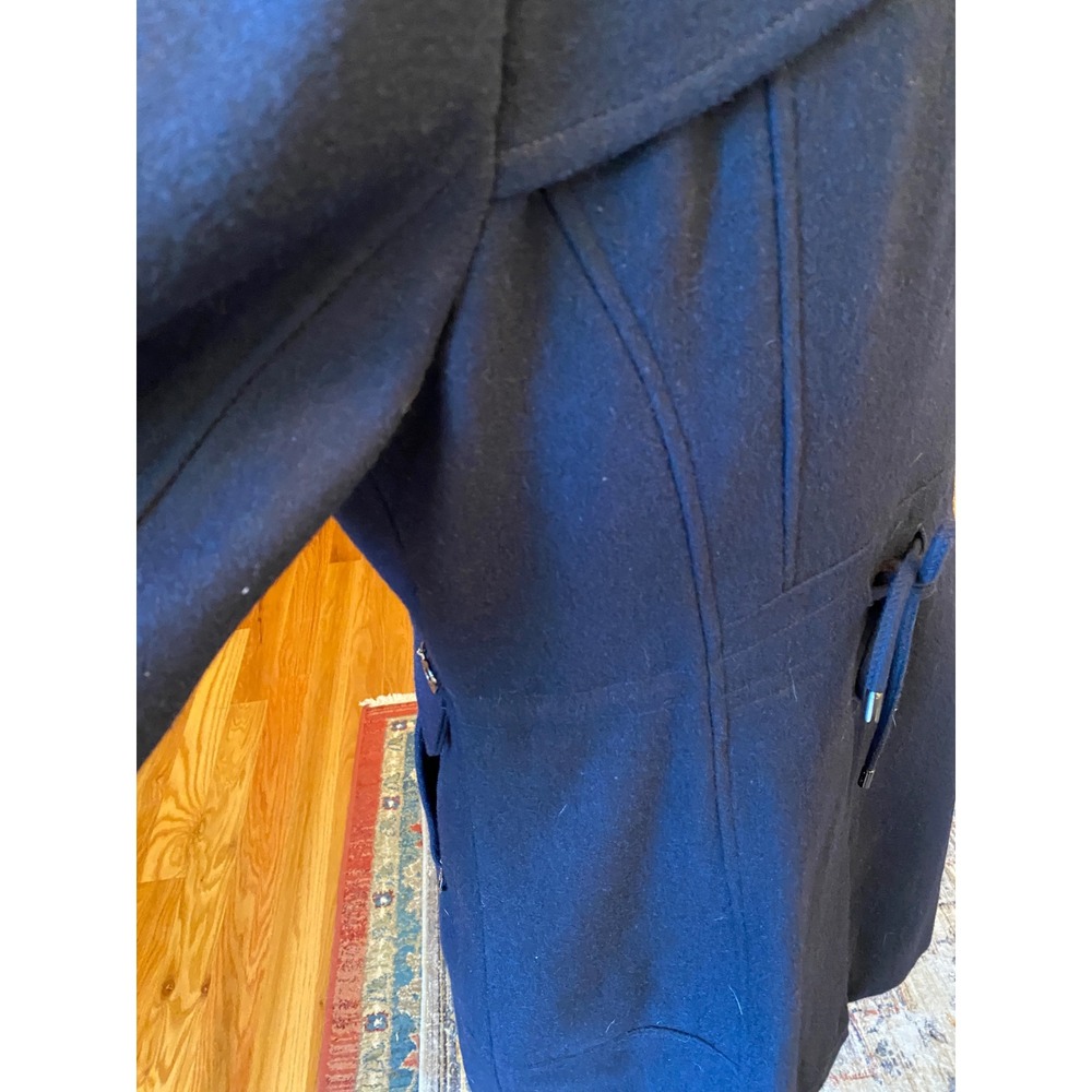 Calvin Klein Women's Navy Wool Blend Zip Front Trench Coat Jacket Size 10‎ - Picture 6 of 16